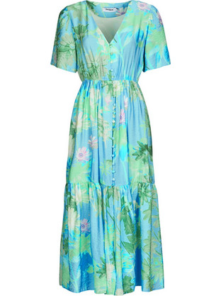Desigual Nancy Midi Καλοκαιρινό Βραδινό Φόρεμα Floral Γαλάζιο 25SWVW18-4001