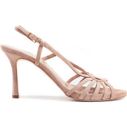 Mourtzi Γυναικεία Πέδιλα Suede Nude με Λεπτό Ψηλό Τακούνι 75/76003