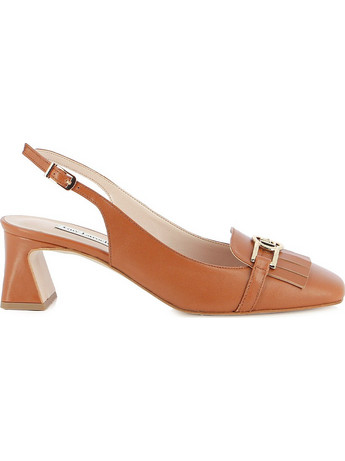 Guy Laroche Γόβες Slingback Δερμάτινες με Χοντρό Χαμηλό Τακούνι Ταμπά 580-98