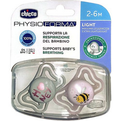 Chicco PhysioForma Light Ορθοδοντικές Πιπίλες Σιλικόνης 6-16m Honey Ροζ 2τμχ