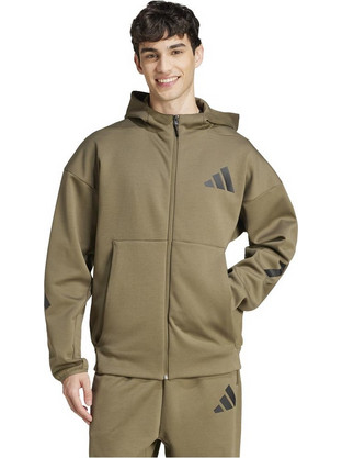 Adidas Sportswear Z.N.E. Ανδρική Ζακέτα Φούτερ με Κουκούλα και Φερμουάρ Χακί JD2910