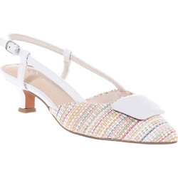 Marco Tozzi Γόβες Slingback Δερμάτινες με Λεπτό Χαμηλό Τακούνι Εκρού 2-2-29503-44-189