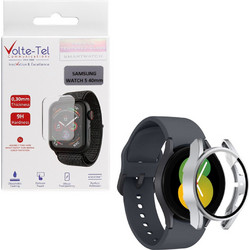 Volte-Tel Πλαστική Θήκη Tempered Glass για Samsung Galaxy Watch 5 40mm Ασημί