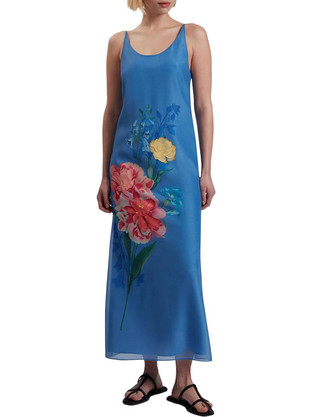 Ted Baker Fayda Midi Καλοκαιρινό Καθημερινό Φόρεμα Floral Μπλε 280681