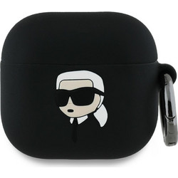 Apple Karl Head 3D Θήκη Σιλικόνης με Γάντζο για Apple AirPods 4 Μαύρη