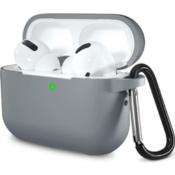 Techsuit Θήκη Σιλικόνης με Γάντζο για Apple AirPods Pro 1 / 2 Γκρι