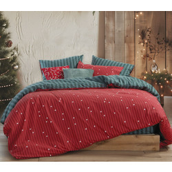 Nef-Nef Σετ Σεντόνια Μονά Φανελένια 160x260 Straight To Christmas Red Green