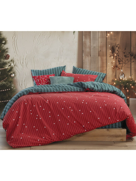 Nef-Nef Σετ Σεντόνια Μονά Φανελένια 160x260 Straight To Christmas Red Green