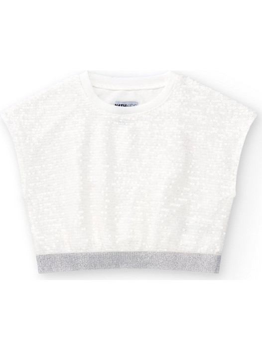 Nath Παιδικό Crop Top Αμάνικο Λευκό Ασημί KG08T201W2