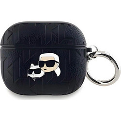 Karl Lagerfeld Embossed Karl and Choupette Heads Θήκη Σιλικόνης με Γάντζο για Apple AirPods 3 Μαύρη