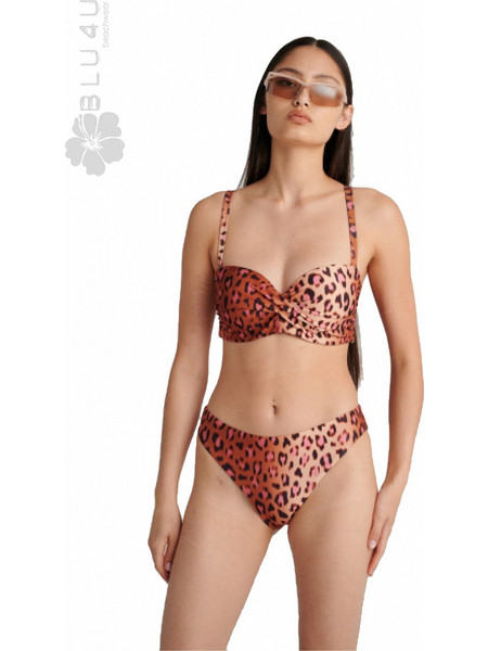 BLU4U Ψηλόμεσο Bikini Slip Animal Print Καφέ 25365285-19