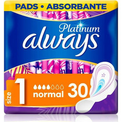 Always Platinum Normal Μέγεθος 1 Σερβιέτες με Φτερά για Κανονική Ροή 4 Σταγόνες 30τμχ