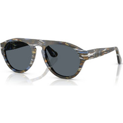Persol PO3370S 1222R5 Ανδρικά Γυαλιά Ηλίου Aviator Κοκάλινα Μαύρα με Μπλε Φακό