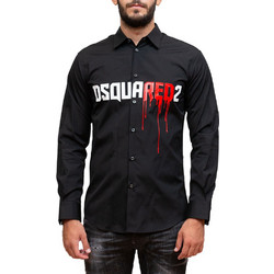 Dsquared2 Ανδρικό Πουκάμισο Βαμβακερό Μακρυμάνικο Κανονική Γραμμή Μαύρο S74DM0863S36275-900