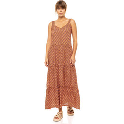 Pink Label Maxi Καλοκαιρινό Καθημερινό Φόρεμα Μεταξωτό Rusted B614