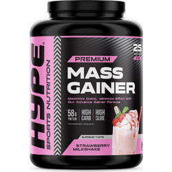 Hype Premium Mass Gainer Strawberry Μilkshake Πρωτεΐνη Ορού Γάλακτος Όγκου 3kg