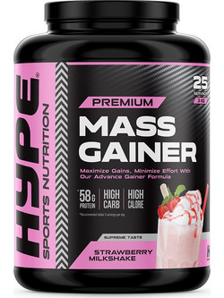 Hype Premium Mass Gainer Strawberry Μilkshake Πρωτεΐνη Ορού Γάλακτος Όγκου 3kg