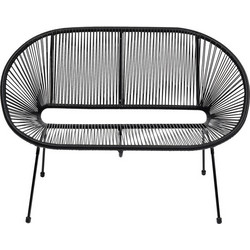 Kare Design Acapulco Διθέσιος Καναπές Εξωτερικού Χώρου Rattan Μαύρος 121x71x81cm KA-86836
