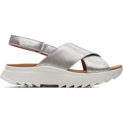Clarks Dashlite Wish Δερμάτινα Γυναικεία Σανδάλια Ανατομικά Ασημί 26171951