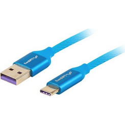 Lanberg Braided USB-A to USB-C 1m Blue CA-USBO-21CU-0010-BL
