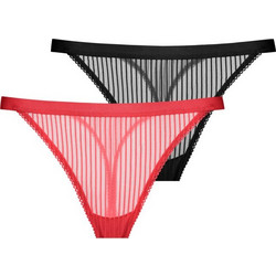 Dorina Lamina Γυναικείο Sexy String Μαύρο Κόκκινο FXST0047LA077-2X0464
