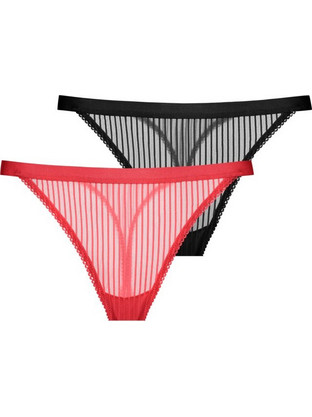 Dorina Lamina Γυναικείο Sexy String Μαύρο Κόκκινο FXST0047LA077-2X0464