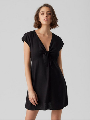 Vero Moda Mini Καλοκαιρινό Καθημερινό Φόρεμα Μεταξωτό Μαύρο 10282507