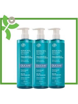 Ducray Keracnyl Αφρός Καθαρισμού Προσώπου για Ακμή 3x400ml