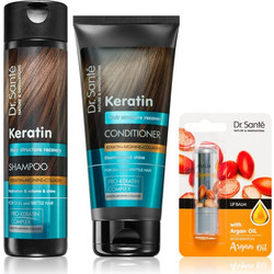 Dr. Sante Σετ Περιποίησης Μαλλιών με Κερατίνη Conditioner 200ml + Σαμπουάν 250ml + Lip Balm 3.6gr