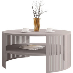 PoliHome Fikoli Τραπεζάκι Σαλονιού Στρογγυλό Cashmere MDF με Ξύλινη Βάση Φ75xΥ40cm 162898279