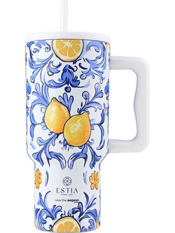 Estia Straw Tumbler XL Save The Aegean Amalfi Coast 900ml