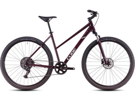 Cube Nature One Trapeze 2026 Γυναικείο Ποδήλατο Trekking 28" Αλουμινίου με 8 Ταχύτητες και Δισκόφρενα Μπορντό