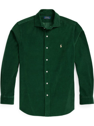 Polo Ralph Lauren Ανδρικό Πουκάμισο Βαμβακερό Μακρυμάνικο Κανονική Γραμμή Πράσινο 710P00518-006