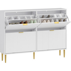 HOMCOM Παπουτσοθήκη Ξύλινη Slim Λευκή M91.5xΠ24xΥ105cm 837-601V02WT