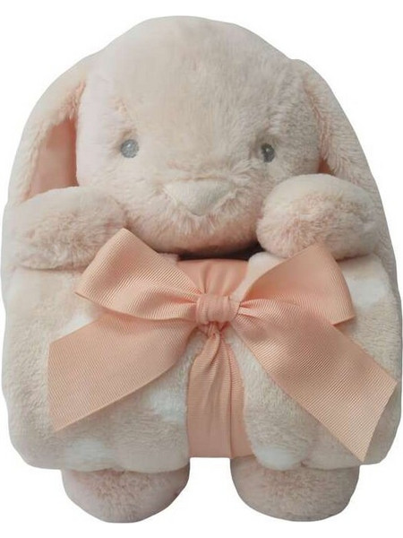 FreeON Κουβέρτα Αγκαλιάς Fleece με Λούτρινο Bunny 75x90 Ροζ