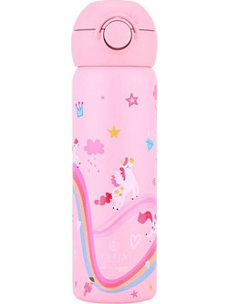 Estia Wonder Bottle Save Τhe Aegean Rainbow Dreams Παιδικό Παγούρι Θερμός Ανοξείδωτο με Καλαμάκι Ροζ 500ml