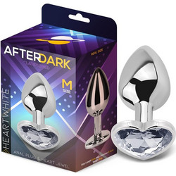LateToBed Afterdark Heart Medium Πρωκτική Σφήνα Diamond Plug 8cm Λευκή Ασημί AD-243