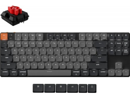 Keychron K1 QMK V6 Ασύρματο Μηχανικό Gaming Πληκτρολόγιο TenKeyLess με Keychron Milk POM Red Διακόπτες Black