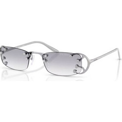 Prada PRC57S 28H40V Γυναικεία Γυαλιά Ηλίου Ορθογώνια Μεταλλικά Ασημί με Μαύρο Φακό