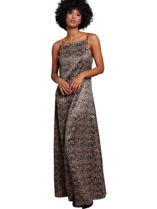 Collectiva Noir Tulia Maxi Βραδινό Φόρεμα Καφέ CN141R05SAP