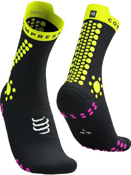 Compressport V4.0 Trail Ανδρικές Κάλτσες Ψηλές με Σχέδια Μαύρες XU00048B-9035