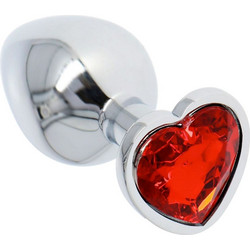 Toyz4lovers Heart Medium Πρωκτική Σφήνα Diamond Plug 7cm Ασημί Κόκκινη