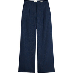 Scotch & Soda Ψηλόμεση Υφασμάτινη Γυναικεία Παντελόνα Relaxed Εφαρμογή Navy Μπλε ULH01021F-458