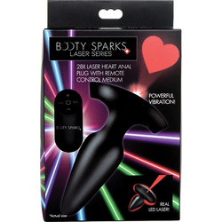 XR Brands Booty Sparks Heart Laser Medium Πρωκτική Σφήνα Ασύρματη με Δόνηση Μαύρη