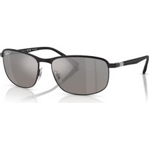Ray-Ban RB3671CH 186/5J60 Ανδρικά Γυαλιά Ηλίου Ορθογώνια Κοκάλινα Μαύρα με Aσημί Φακό