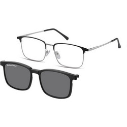 Sunoptic MC-96C Ανδρικός Σκελετός Γυαλιών Οράσεως με Clip-On Μεταλλικός Ασημί