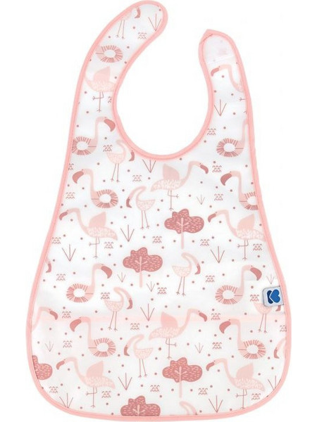 KikkaBoo Flamingo Αδιάβροχη Σαλιάρα Πλαστική με Αυτοκόλλητο & Τσέπη 4m+ Ροζ