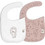 Interbaby Animalitos Σετ Αδιάβροχες Σαλιάρες από 100% Βαμβάκι με Αυτοκόλλητο Λευκή Ροζ 2τμχ