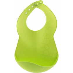Chicco Easy Flex Αδιάβροχη Σαλιάρα Σιλικόνης με Κουμπί & Τσέπη 6m+ Lime