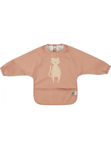 Trixie Mrs. Cat Αδιάβροχη Σαλιάρα Ποδιά Υφασμάτινη με Κουμπί Τσέπη & Μανίκια 6m+ Σομόν